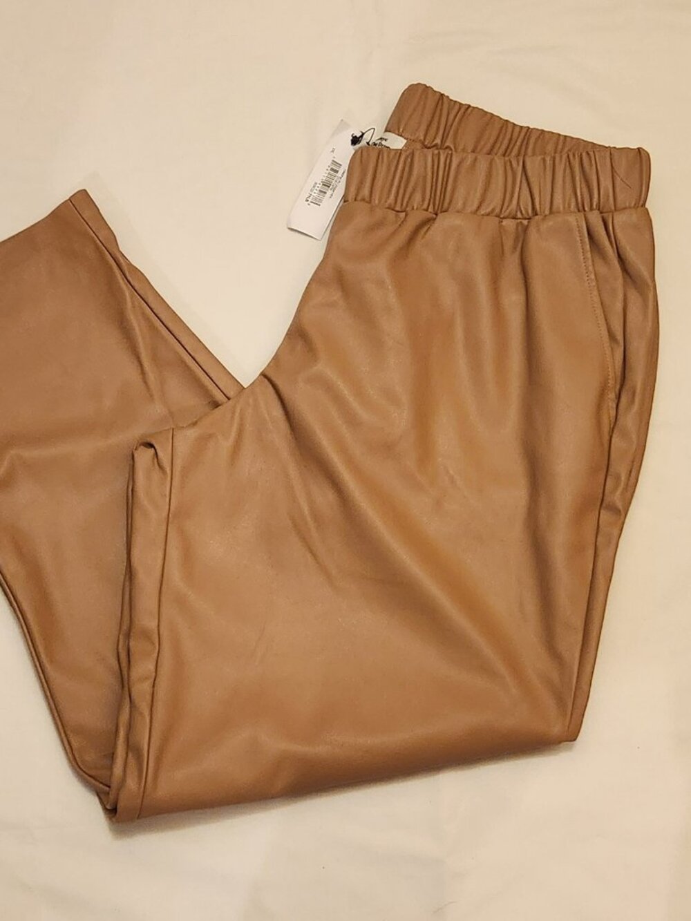 The Drop lisadnyc faux leather pants jogger sz XXL camel NWT